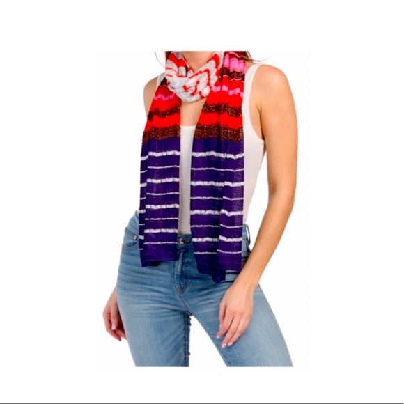 Missoni Viscose Blend Striped Shimmer Scarf. - Picture 1 of 6